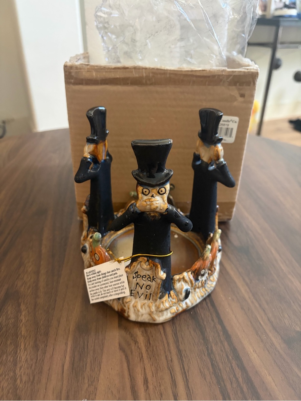 New! Retired Yankee Candle Boney Bunch 2011 See Hear Speak No Evil 4" Jar Holder